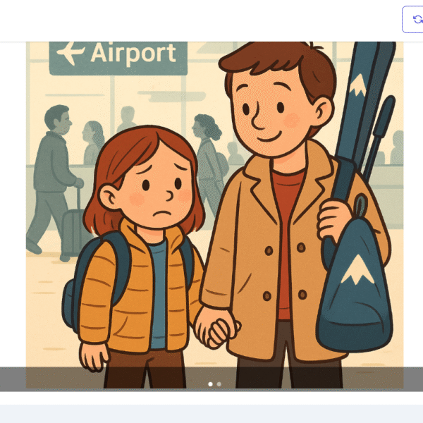 Child holding a parent’s hand and feeling anxious in a busy airport