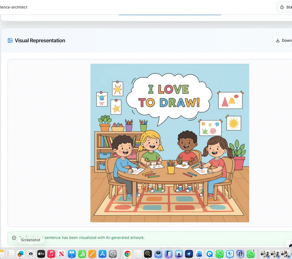 AI-generated illustration of a happy boy drawing at a desk with I Love To Draw text and colorful art supplies