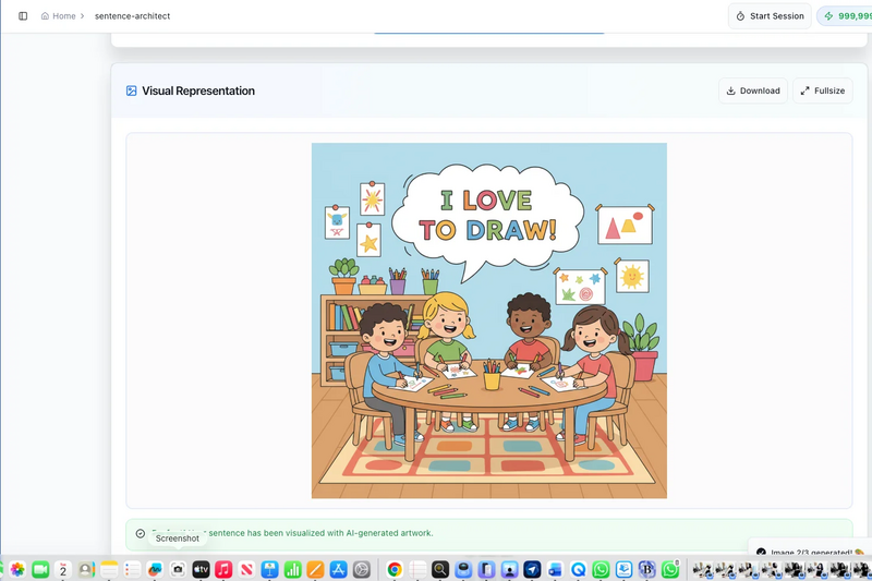 AI-generated illustration of a happy boy drawing at a desk with I Love To Draw text and colorful art supplies