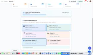 Phonics Lab sound pattern categories including consonants, short vowels, long vowels, digraphs, consonant blends, and r-controlled vowels