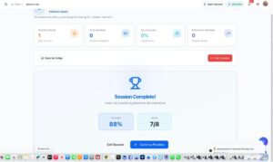 Phonics Lab session complete screen showing 88% accuracy and 7 out of 8 correct with Rising Star achievement
