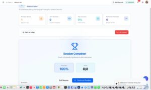 Phonics Lab session complete screen showing 100% accuracy and 8 out of 8 correct with Rising Star achievement