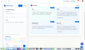  EZRead Smart Notes create new note screen with title field, content area, color options, and tags