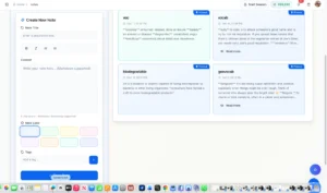 EZRead Smart Notes general note creation with title, content area, color picker, tags, and blue Save Note button
