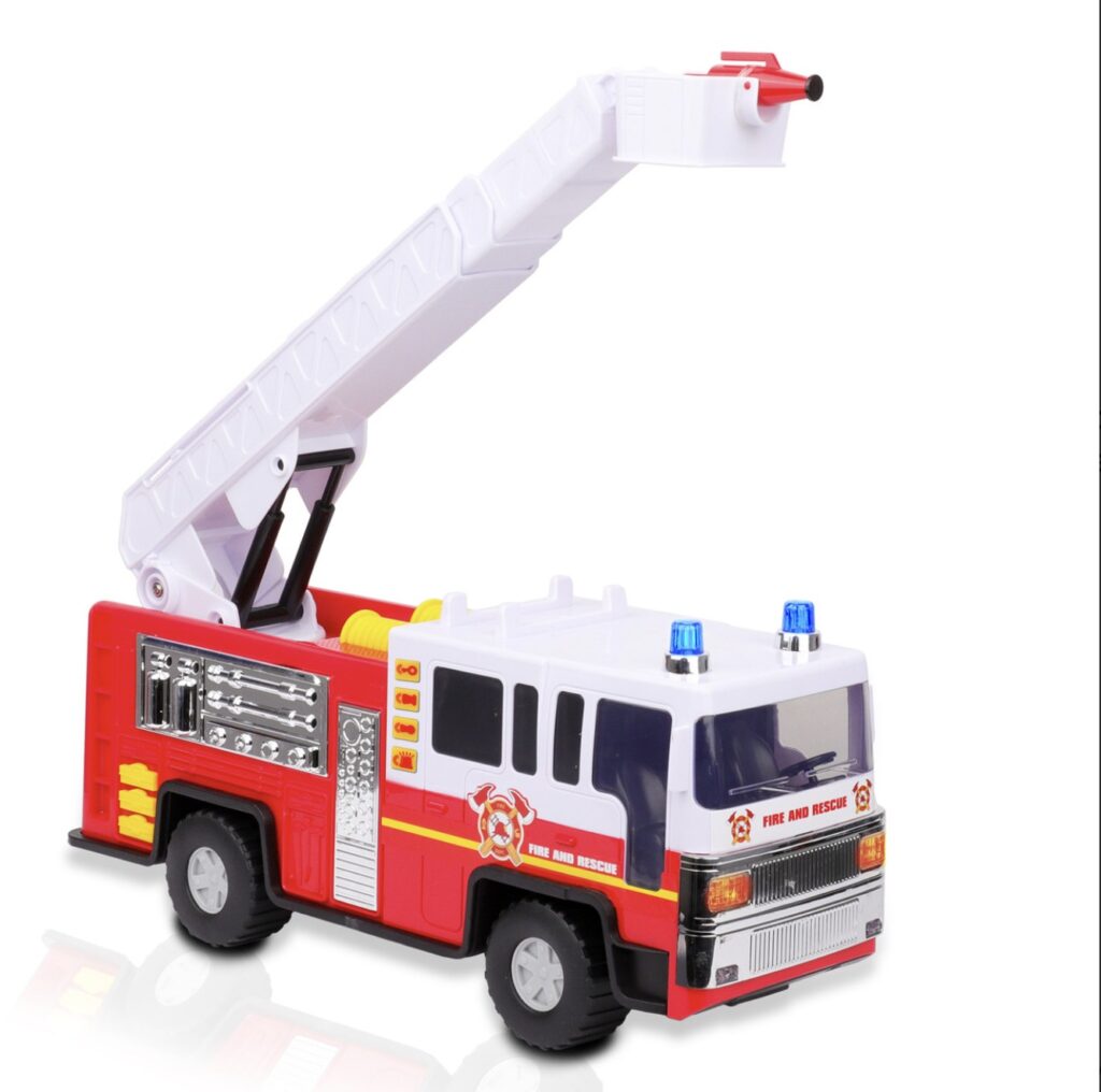 Red toy fire truck with extending ladder that a child can earn as a reward through EZducate's Visual Schedule token system